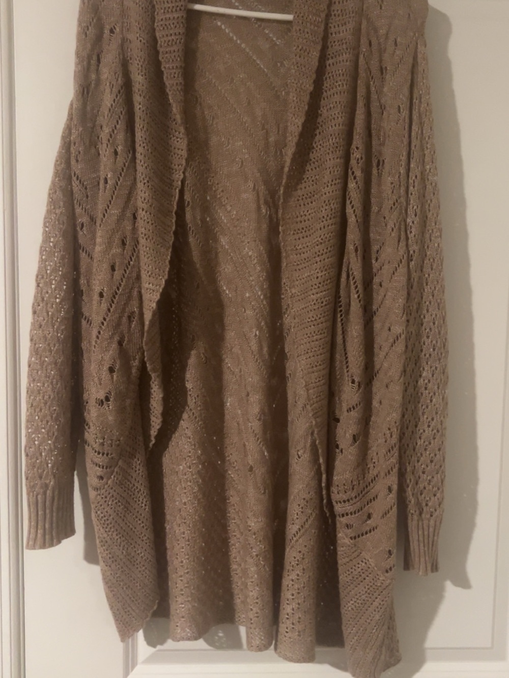 torrid Taupe Open-Front Crochet Knit Cardigan